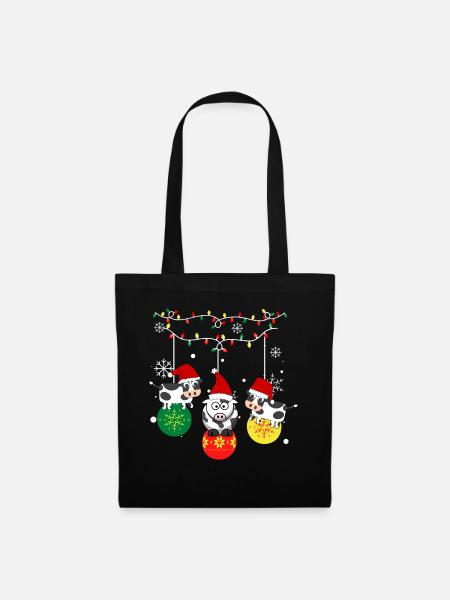 Kuhweihnacht . Frohe Weihnachten - Stoffbeutel - Schwarz