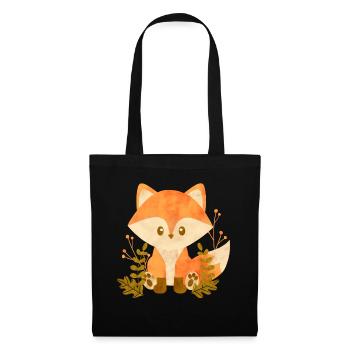 Renard mignon - Sac en tissu - noir - Devant