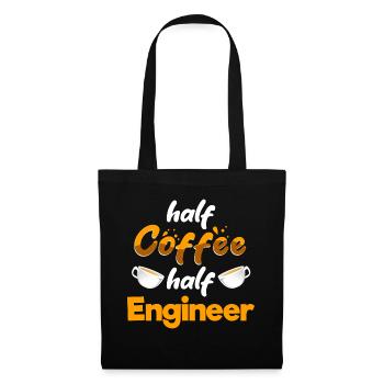 Half Coffee Half Engineer Funny Engineering Humor - Tote Bag - black - Front
