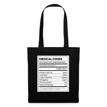 Funny Medical Coder Nutrition Facts - Tote Bag - black - Front
