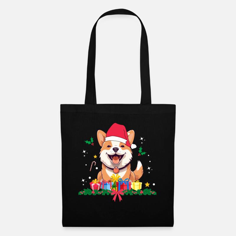 Hund Weihnachten. Weihnachtsgeschenk - Stoffbeutel - Schwarz