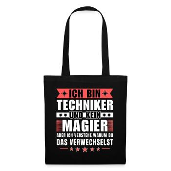 Ich bin Techniker und kein Magier - Stoffbeutel - Schwarz - Vorne