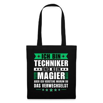Ich bin Techniker und kein Magier - Stoffbeutel - Schwarz - Vorne
