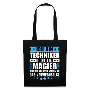 Ich bin Techniker und kein Magier - Stoffbeutel - Schwarz - Vorne