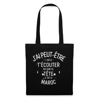 Dans ma Tête je suis Au Maroc - Sac en tissu - noir - Devant