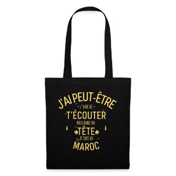 Dans ma Tête je suis Au Maroc - Sac en tissu - noir - Devant