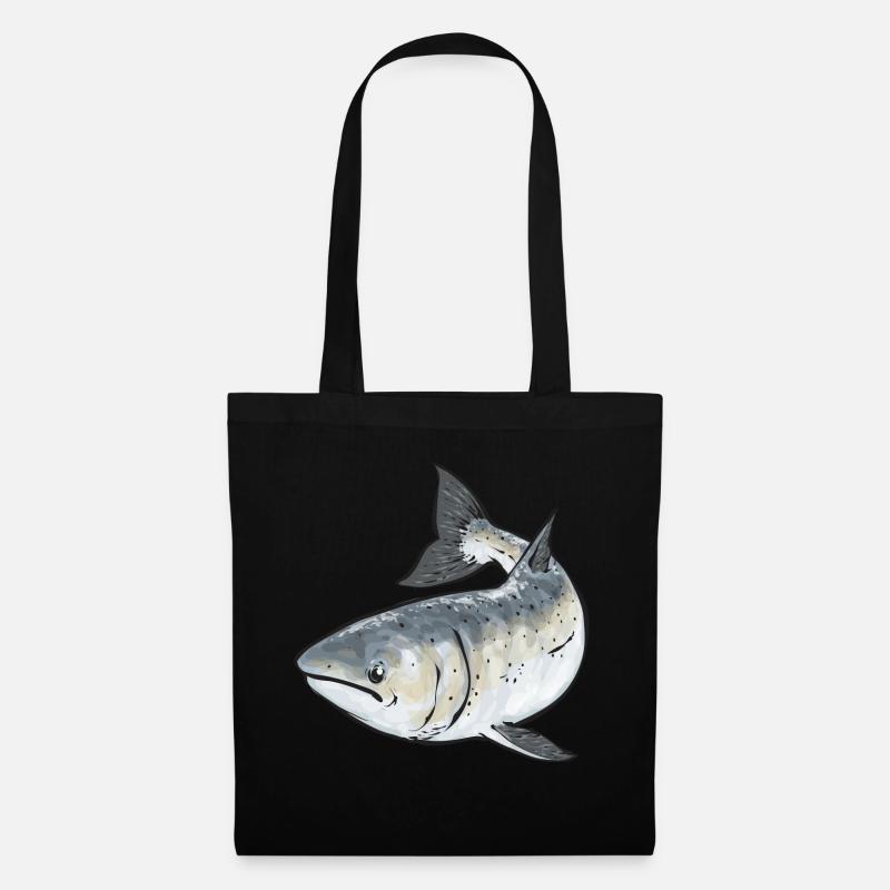 Lachsfischen Fischer Lachs Angler - Stoffbeutel - Schwarz