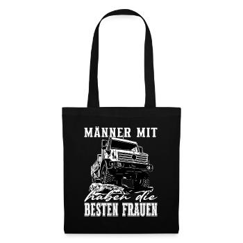 Männer mit Unimog - Offroad - Universal Motorgerät - Stoffbeutel - Schwarz - Vorne