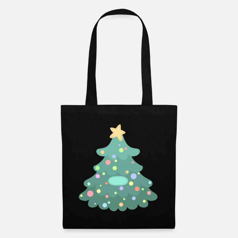 Weihnachtsbaum - Namensschild - Stoffbeutel - Schwarz