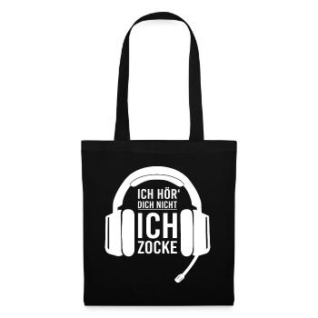 Ich Hör Dich Nicht Ich Zocke - Gamer Geschenk Idee - Stoffbeutel - Schwarz - Vorne