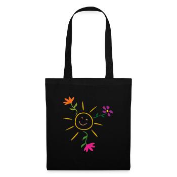 Sonne, Sommer, Blumen, Garten - Stoffbeutel - Schwarz - Vorne