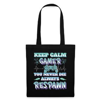 Zocker Sprüche T-Shirt, Respawn Gamer Design - Stoffbeutel - Schwarz - Vorne