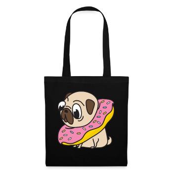 Pug Donut Dog Animaux Animaux domestiques - Sac en tissu - noir - Devant