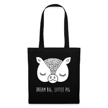 Visage de cochon avec dire grand rêve petit cochon - Sac en tissu - noir - Devant