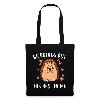 Hedgie He Brings Out The Best In Me Hedgehog - Tote Bag - black - Front