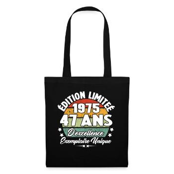 Cadeau 47 ans d'excellence / Édition limitée 1975 - Sac en tissu - noir - Devant