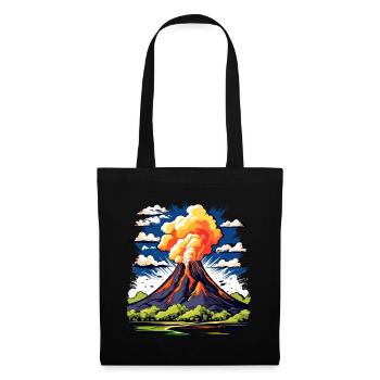 active volcano with ash cloud and lava flows - Tote Bag - black - Front