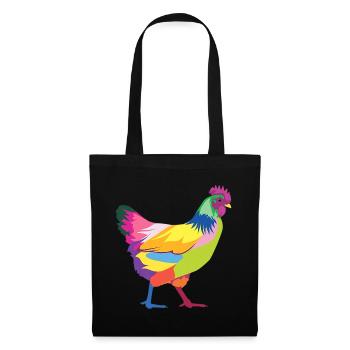 Buntes Huhn-T-Shirt Regenbogen T-Shirt Geschenk - Stoffbeutel - Schwarz - Vorne
