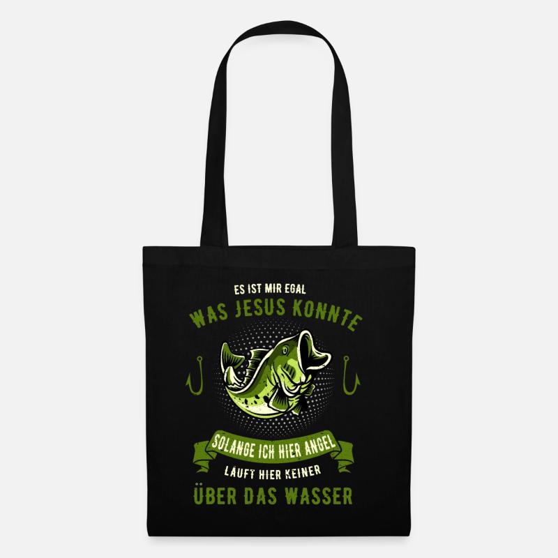 Angeln Fischen Barsch Geschenk - Stoffbeutel - Schwarz