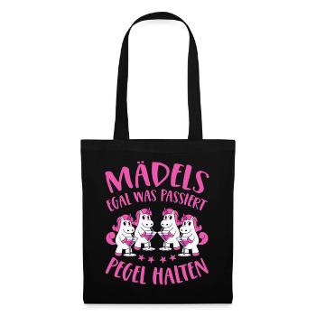 Mädels Pegel Halten Mallorca Sprüche Einhorn Party - Stoffbeutel - Schwarz - Vorne