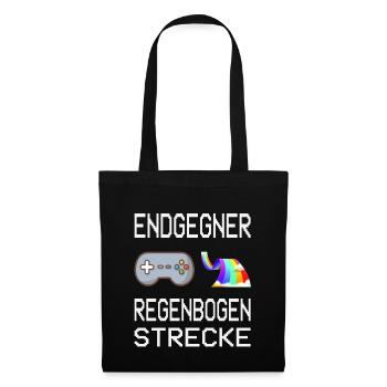 Endgegner Regenbogenstrecke Mario Kart Gaming - Stoffbeutel - Schwarz - Vorne