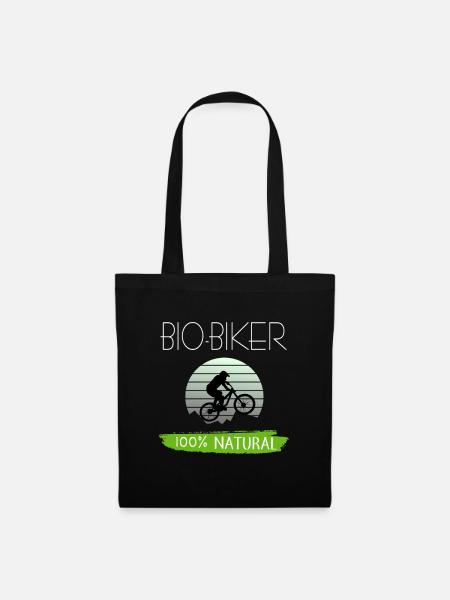 Mountainbike MTB Fahrrad Bio Biker Natur Geschenk - Stoffbeutel - Schwarz