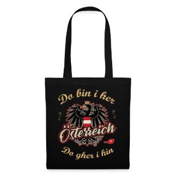 Österreich Do bin i her do gher i hin Adler Wappen - Stoffbeutel - Schwarz - Vorne