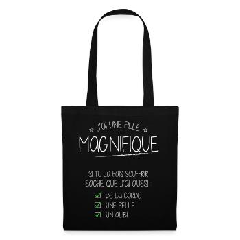 Humour Naissance Alibi J'ai une fille magnifique - Sac en tissu - noir - Devant
