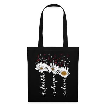 La foi Espérance Amour chrétien citation fleur - Sac en tissu - noir - Devant