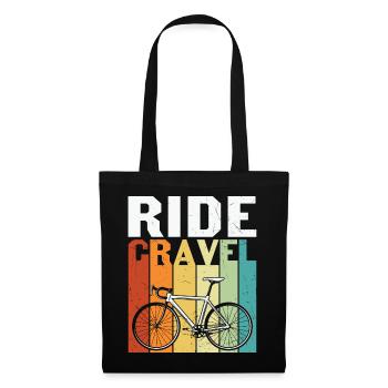 Ride Cravel Retro Sunset Riding Bicycle - Tote Bag - black - Front