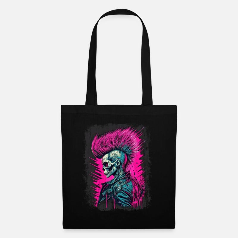 Synthwave Zombie Skull - Sac en tissu - noir