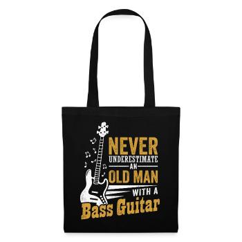 Bassiste Old Man Bassiste Musicien Pension - Sac en tissu - noir - Devant