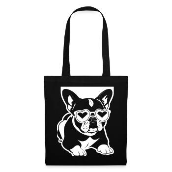 Drôle de bouledogue français avec des lunettes de soleil French Bulld - Sac en tissu - noir - Devant