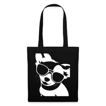 Lustiger Chihuahua mit Sonnenbrille Chihuahuas - Stoffbeutel - Schwarz - Vorne