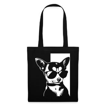 Lustiger Chihuahua mit Sonnenbrille Chihuahuas - Stoffbeutel - Schwarz - Vorne