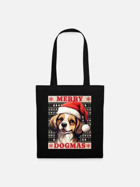 Hund Weihnachten Ugly Merry Dogmas Weihnachtsmütze - Stoffbeutel - Schwarz