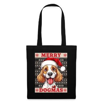 Chien Noël laid joyeux dogmes père Noël chapeau - Sac en tissu - noir - Devant