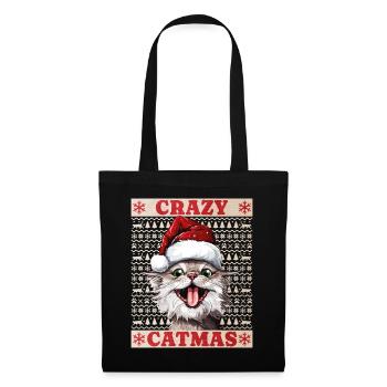 Cat Crazy Christmas Merry Meowy Catmas Ugly - Tote Bag - black - Front