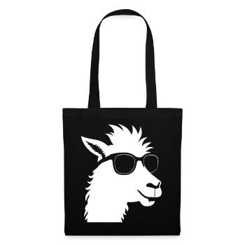 Drôle d’alpaga portant des lunettes de soleil cool alpagas - Sac en tissu - noir - Devant