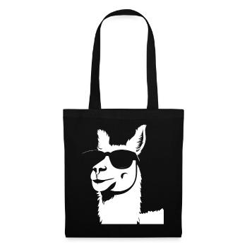 Lustiges Lama mit Sonnenbrille Coole Lamas - Stoffbeutel - Schwarz - Vorne
