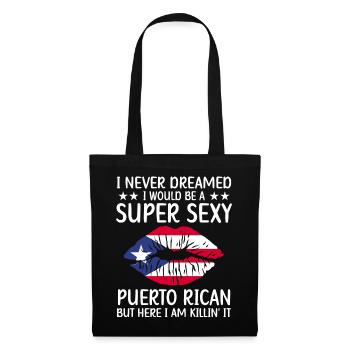 Puerto Rico | Puerto Ricaner Flagge Geschenkideen - Stoffbeutel - Schwarz - Vorne