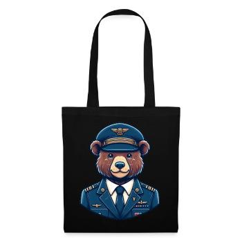 Cute Bear Pilot - Stoffbeutel - Schwarz - Vorne