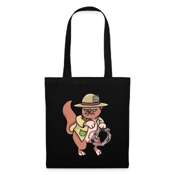 Chat Wild West Cowboy Ranch Lasso Hippie - Sac en tissu - noir - Devant
