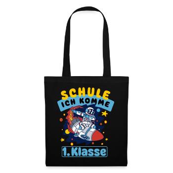 Einschulung Schulkind 1. Klasse Astronaut Weltall - Stoffbeutel - Schwarz - Vorne