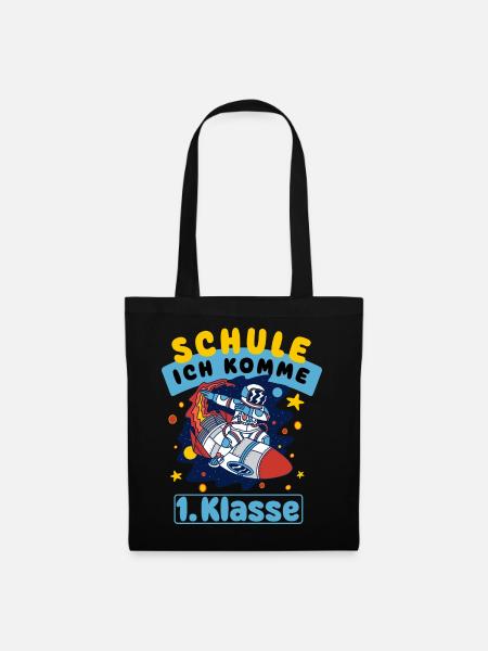 Einschulung Schulkind 1. Klasse Astronaut Weltall - Stoffbeutel - Schwarz