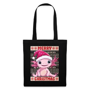 Axolotl Ugly Christmas Weihnachten Süß Niedlich - Stoffbeutel - Schwarz - Vorne