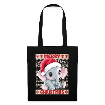 Eléphant Moche Noël Noël Doux - Sac en tissu - noir - Devant