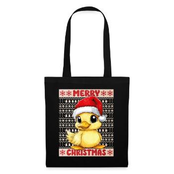 Ente Ugly Christmas Weihnachten Xmas Süß Niedlich - Stoffbeutel - Schwarz - Vorne