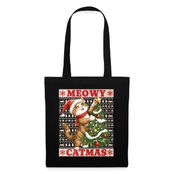 Chat Arbre de Noël Noël Noël Mignon Drôle - Sac en tissu - noir - Devant