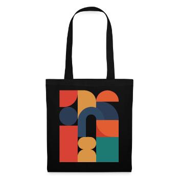 Design graphique rétro - Géométrie abstraite - Sac en tissu - noir - Devant